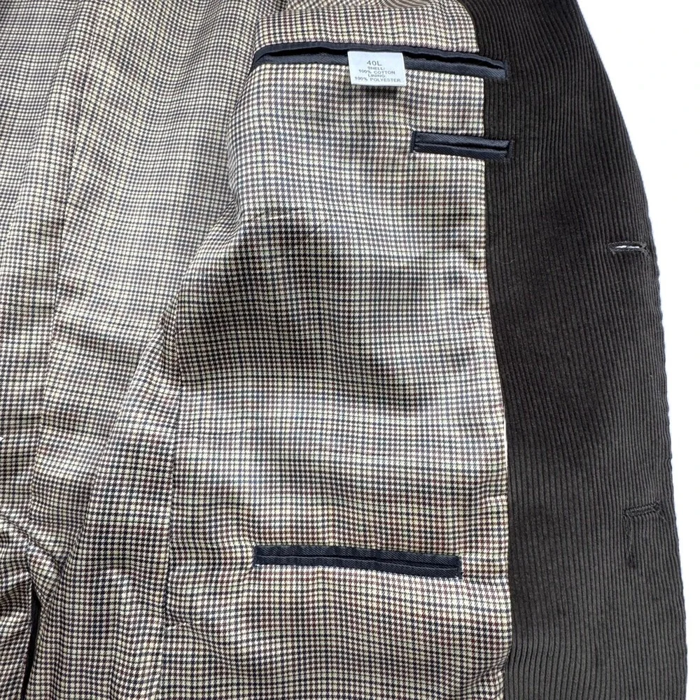 Saddlebred Corduroy Sport Coat Mens 40L Brown Blazer Jacket Cotton‎ NEW Academia